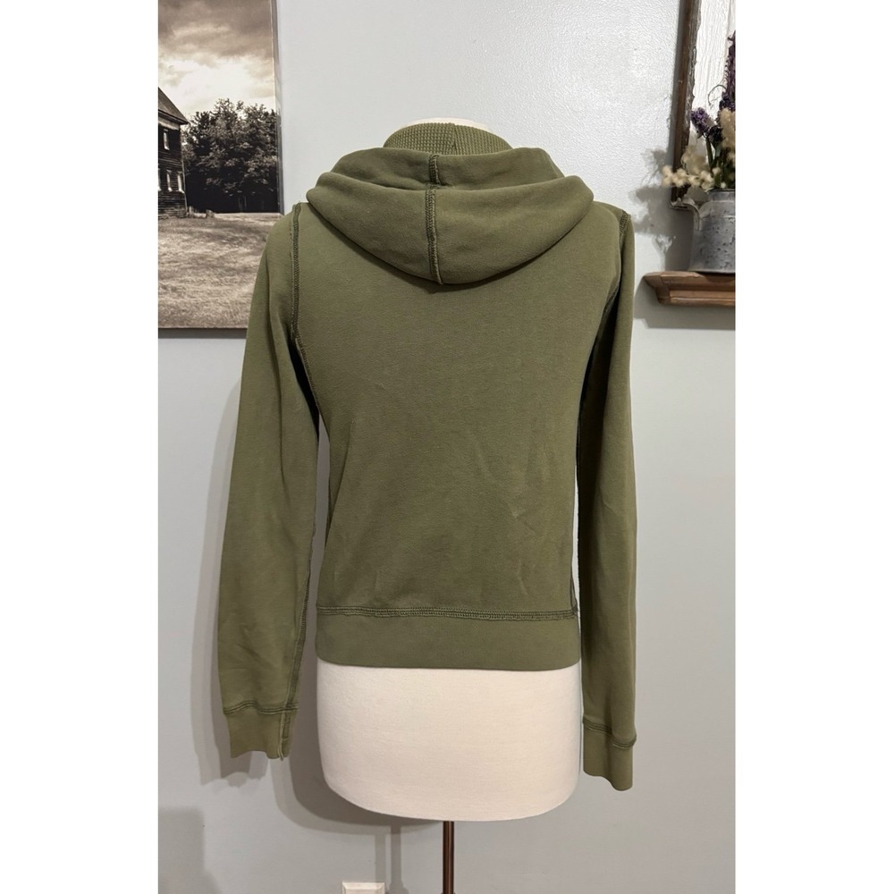 Abercrombie & Fitch green patch spell out Y2K soft AF fleece full zip hoodie SM - Picture 4 of 8